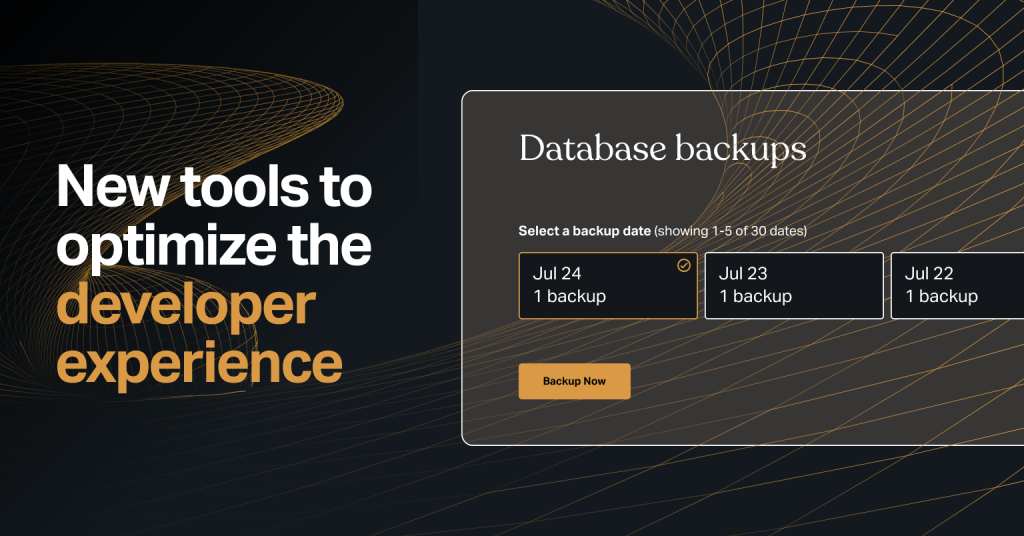 Visual representation of database backups featuring tools aimed at improving the developer experience.